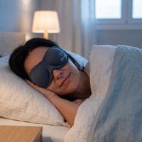 Mujer durmiendo con el antifaz Ojovela